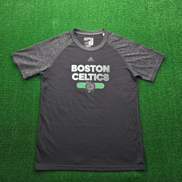 Boston‎ Celtics Tshirt Mens Large Black Adidas NBA Basketball Climalite Tee - Picture 1 of 7